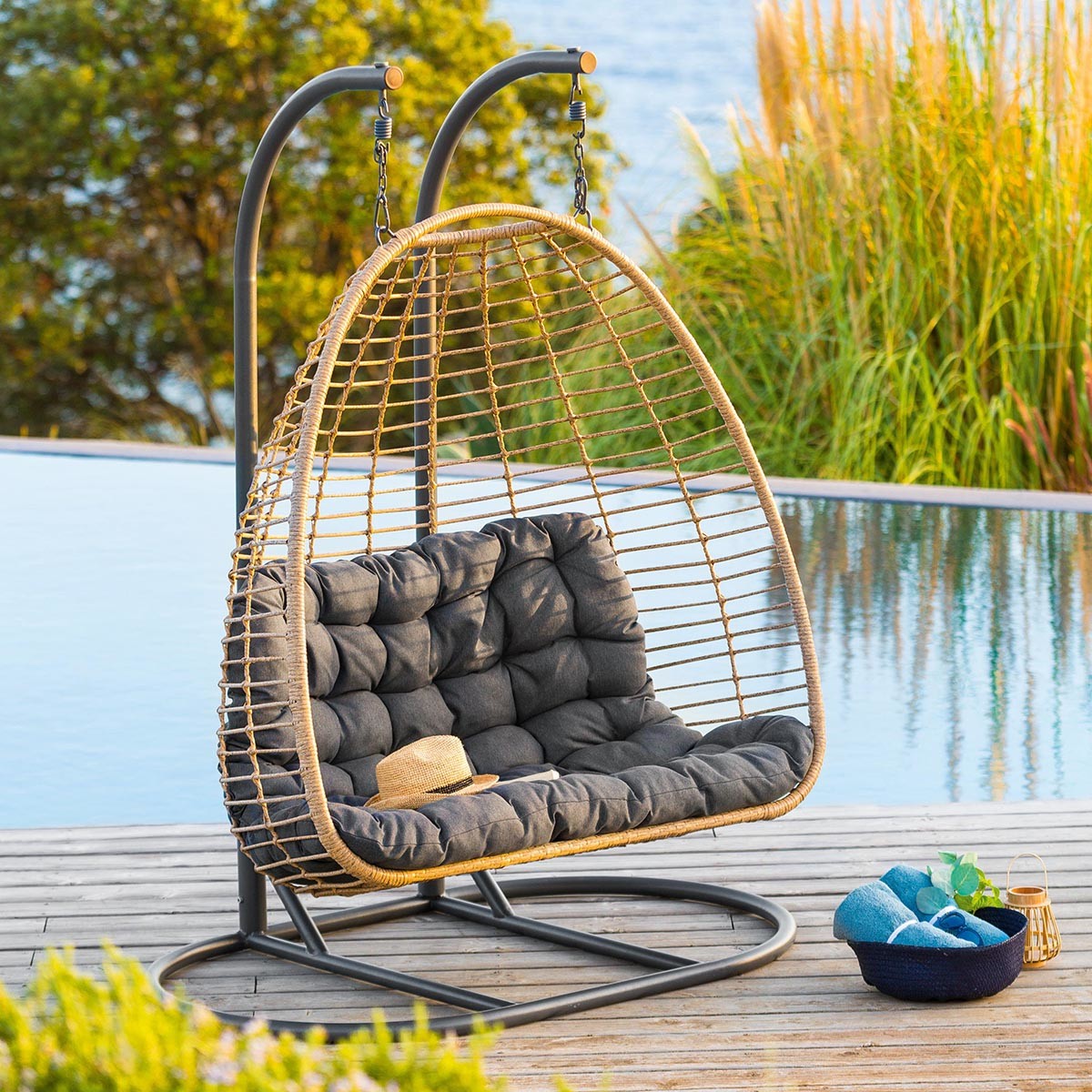 AJAR Slate Hanging Egg Chair on Stand