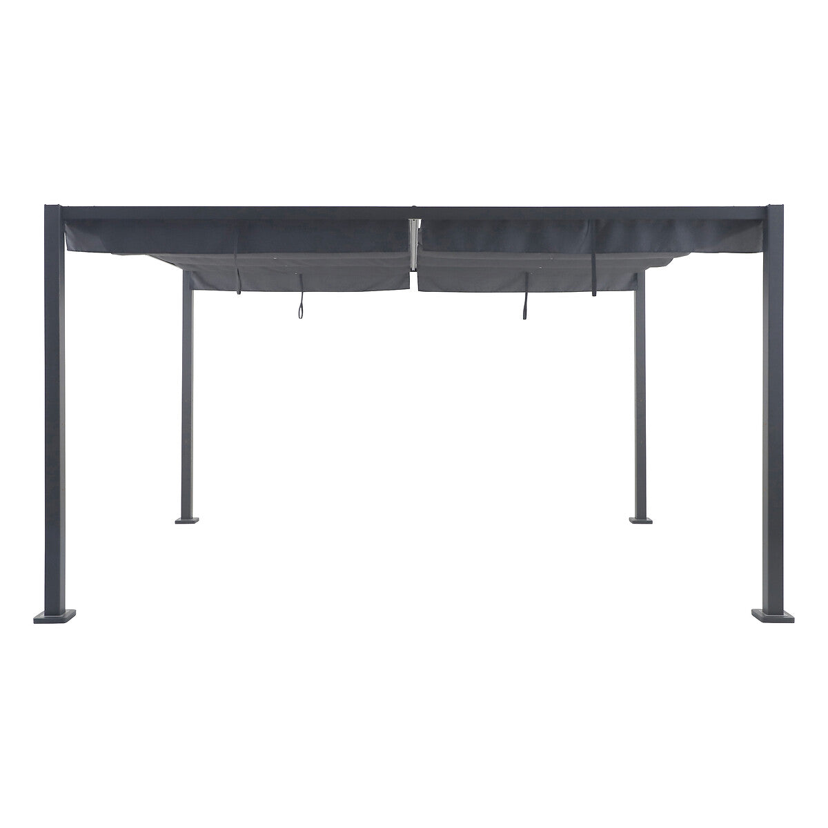 ZALYA Graphite & Slate Rectangular Gazebo + 1 Curtain and Rail Kit