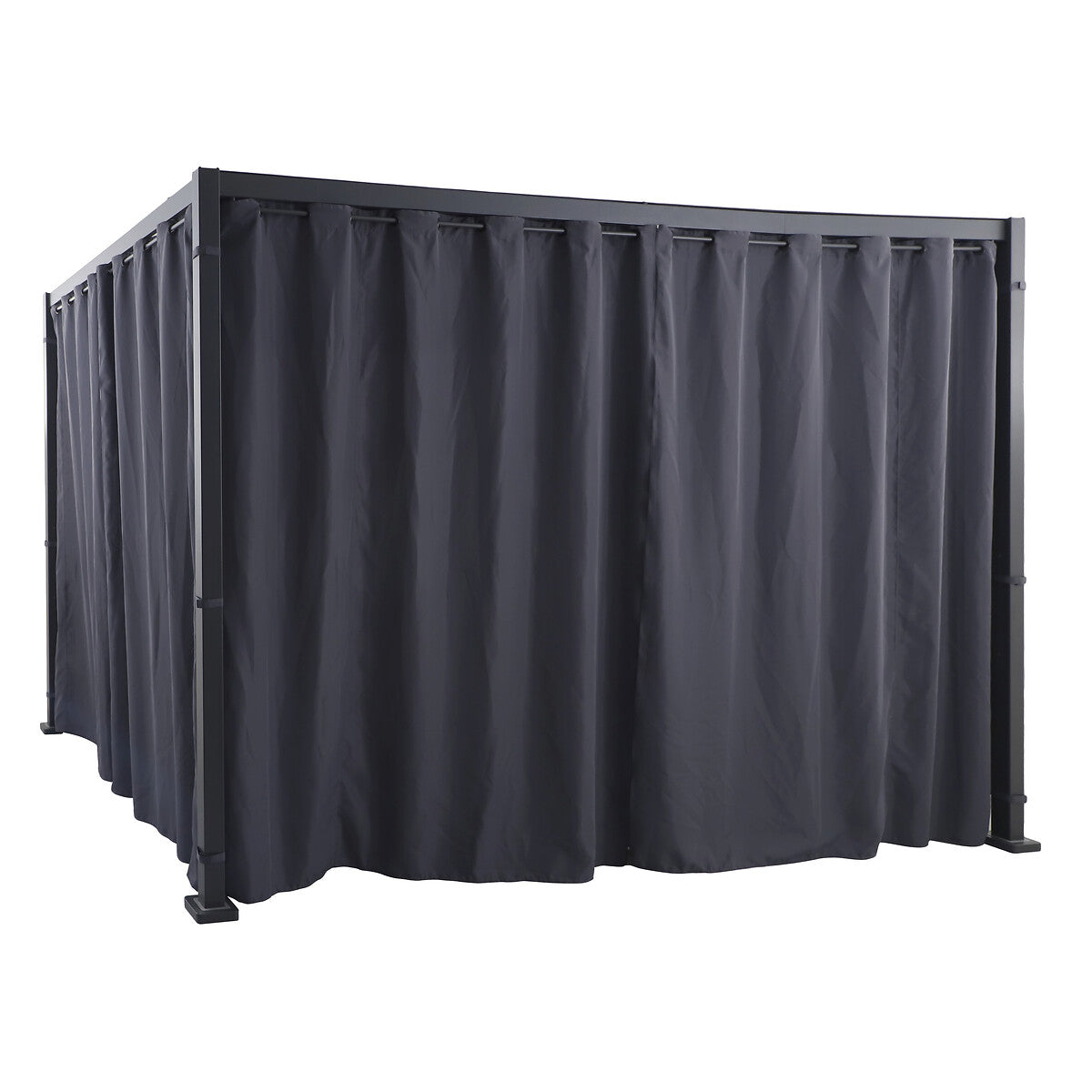 ZALYA Graphite & Slate Rectangular Gazebo + 1 Curtain and Rail Kit