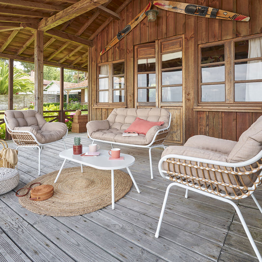 PAOPAO White & Beige Garden Furniture Set