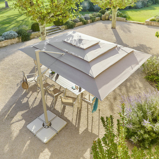MELHIA Linen rectangular offset multi-canvas parasol